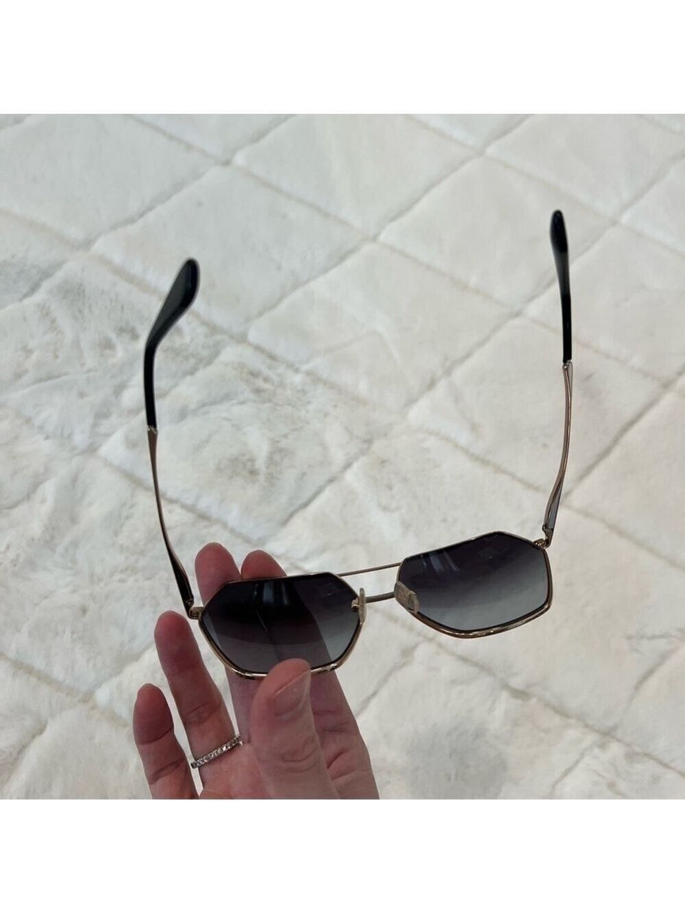 Dolce & Gabbana DG2157 Gold Aviator Polarized Polygon Sunglasses Black - Picture 12 of 15